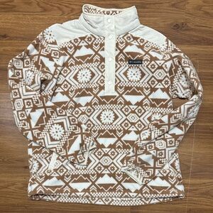 Columbia Women’s ' Tan and Cream Geometric Fleece Hoodie